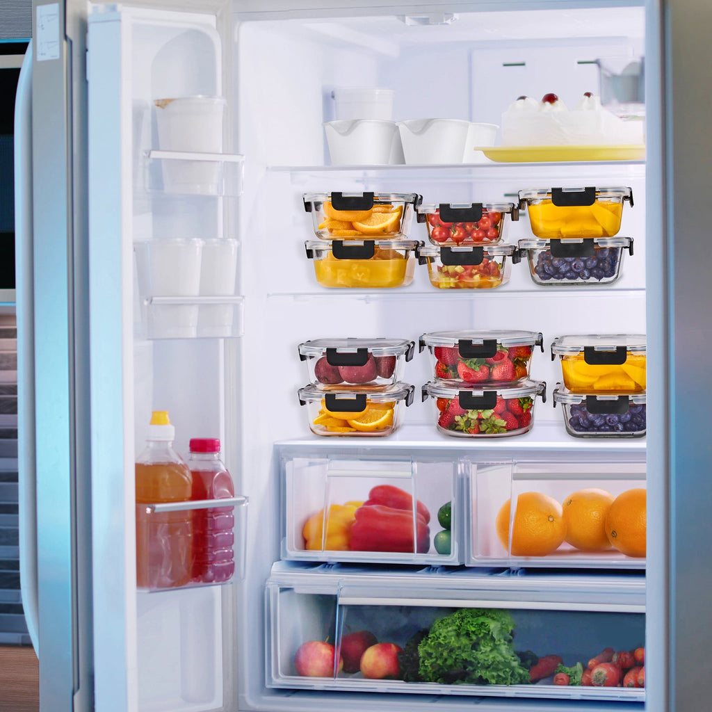 Sorbus Rectangular Glass Meal Prep Containers Set of 10 with Airtight Lids (20pcs)