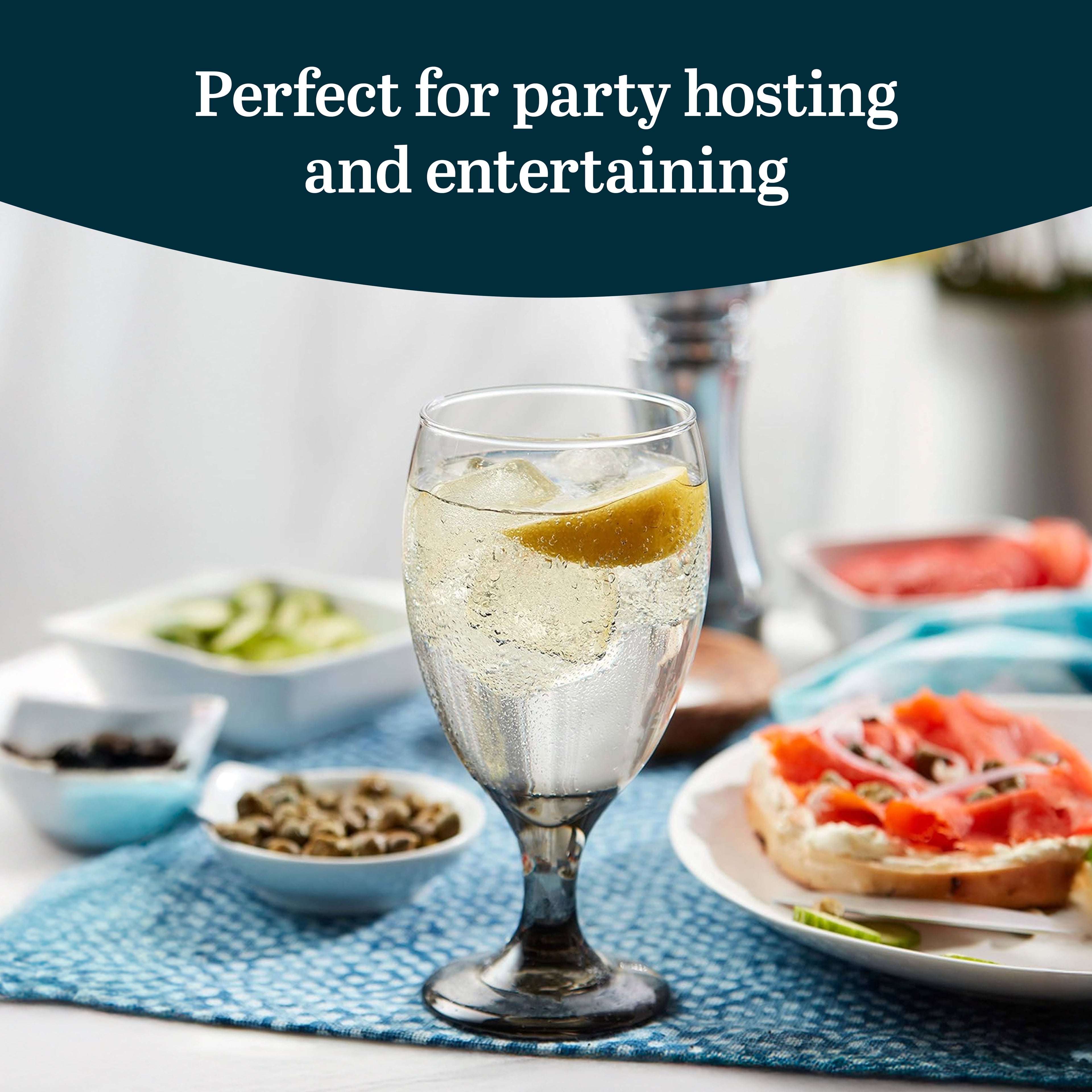 Libbey Classic Goblet Party Clear Glass Set of 12, Dishwasher Safe Drinking Goblets for Iced Tea, Sangria, and More, Ideal Goblet Glassware for Parties