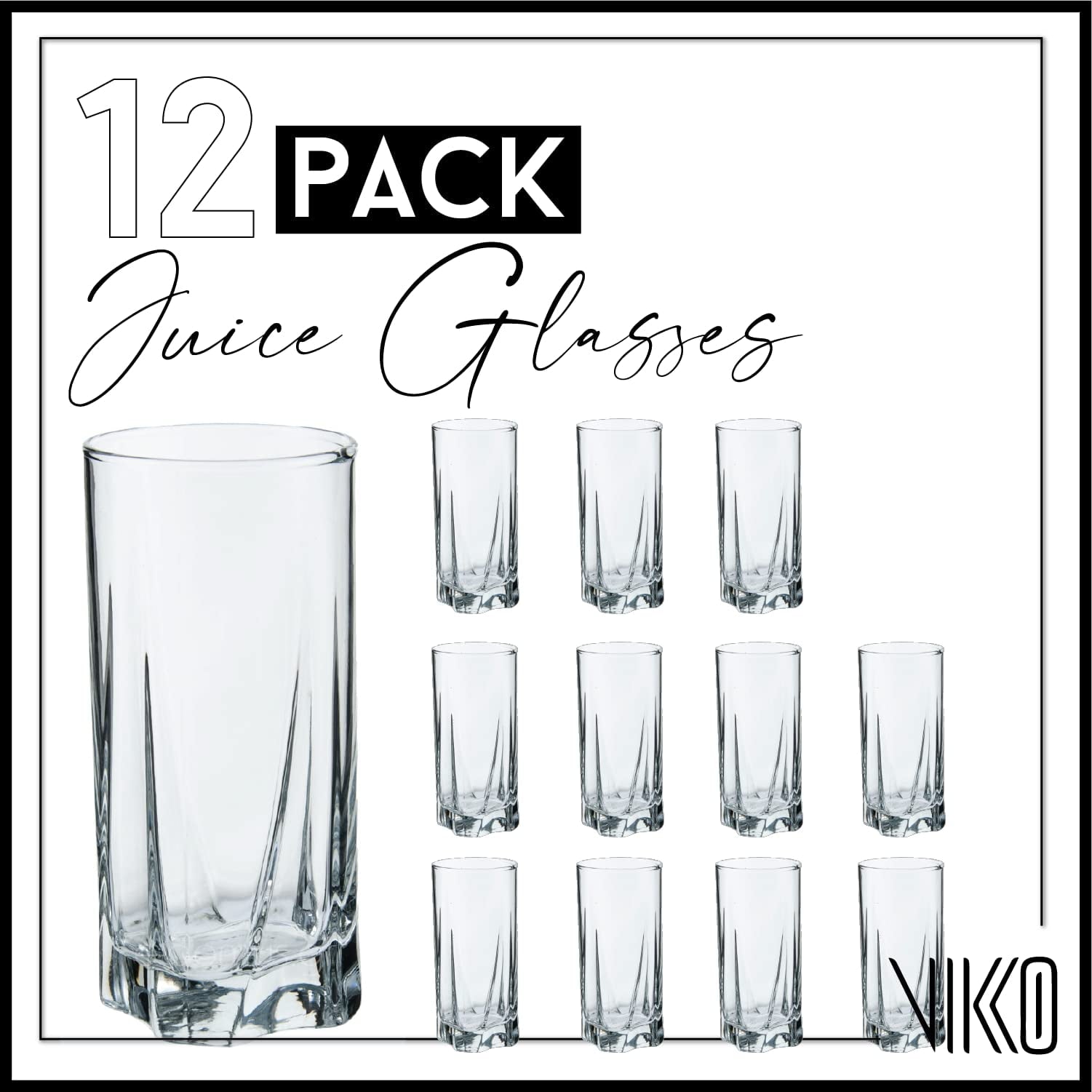 Madison 12 Ounce Drinking Glasses | Beautiful Design  For Water, Juice, Soda, etc.  Thick and Durable Glass  Dishwasher Safe  Set of 12 Clear Glass Water Tumblers  5.8 Tall x 2.6 Diameter