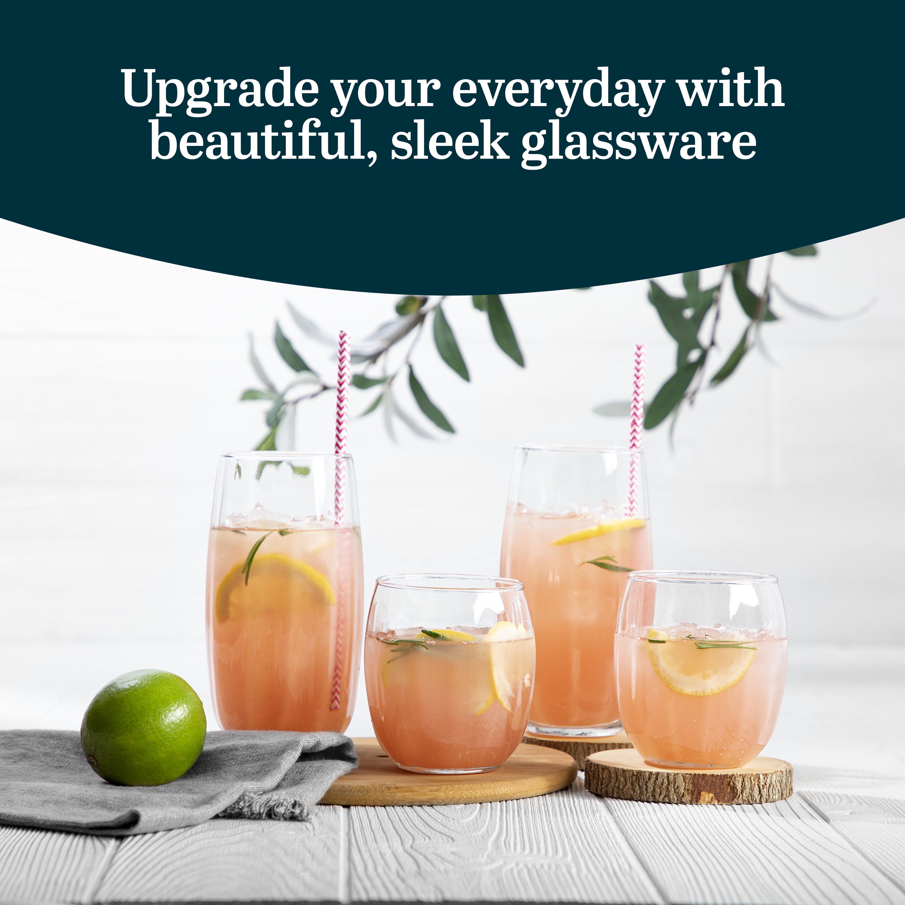 Libbey Samba Tumbler and Rocks Glasses Set of 16, All Purpose Everyday Drinking Glasses Set, Dishwasher Safe Kitchen Glassware Set for Holidays Events