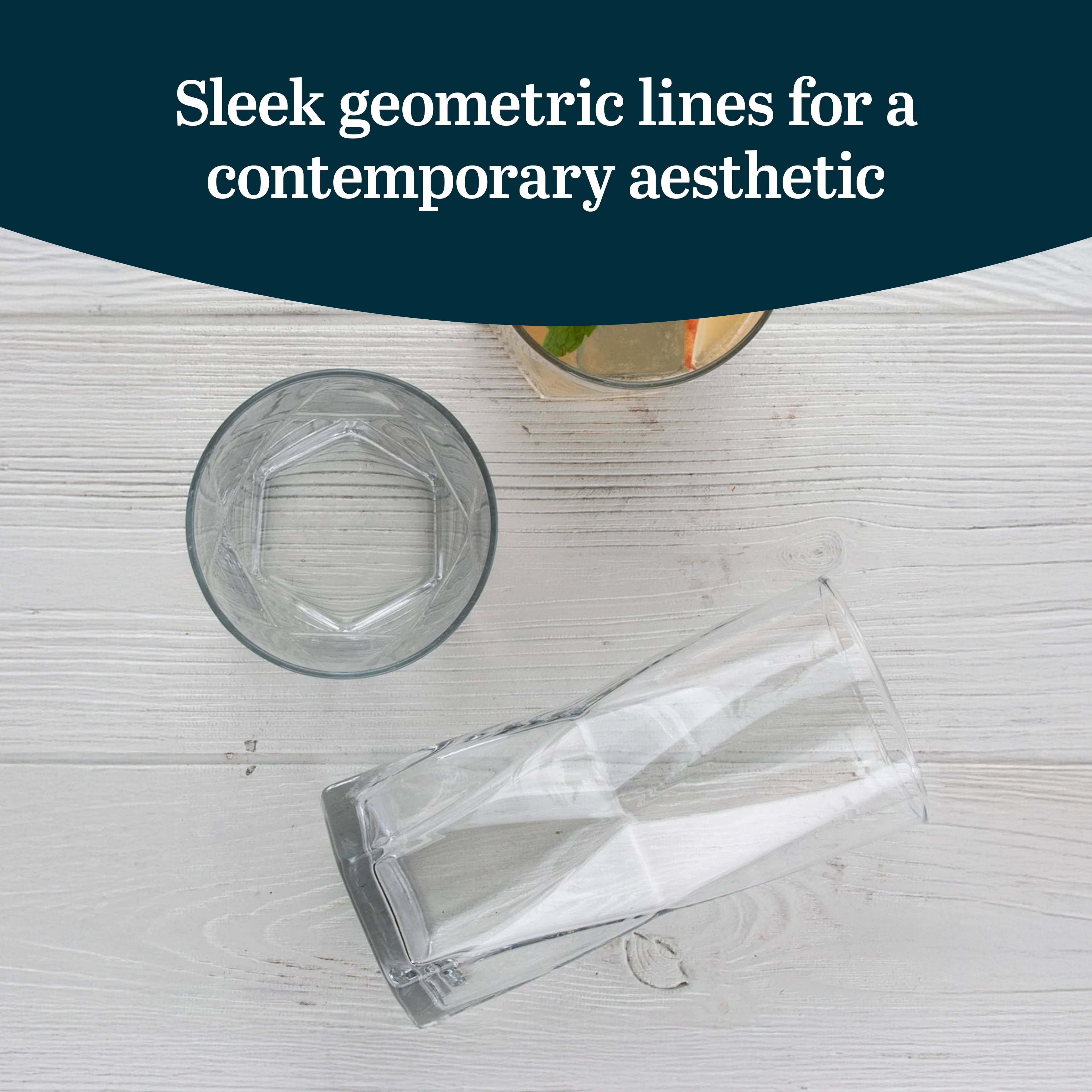 Libbey Rhombus Tumbler and Rocks Drinking Glasses Set of 16, Fun Geometric Glass Cups Set, Kitchen Glasses Set for Cocktails, Water, and Everyday Use