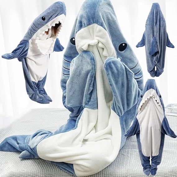 Shark Blanket Hoodie Onesie Adult & Kid 🦈✨