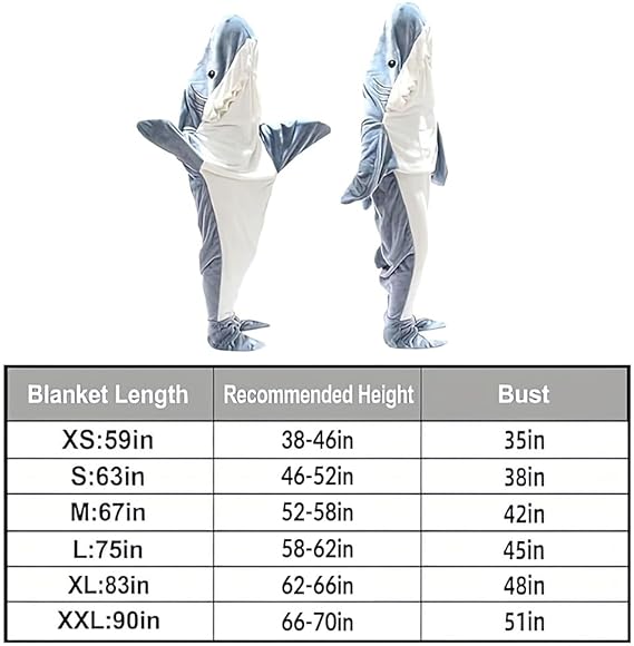 Shark Blanket Hoodie Onesie Adult & Kid 🦈✨