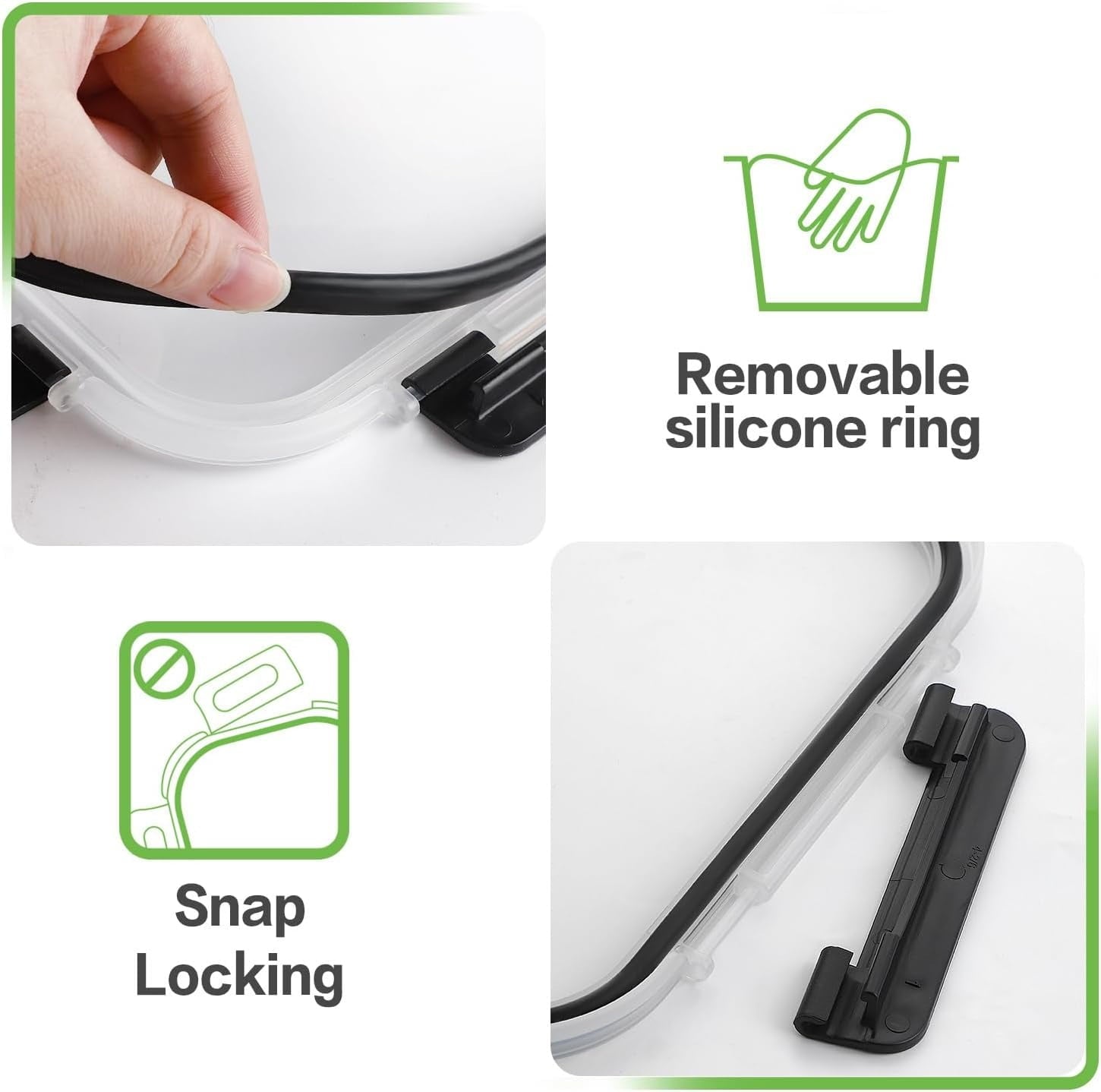 TAIMASI 16 Pcs Glass Food Storage Containers Set, 36oz Large  Glass Meal Prep Containers with Leak Proof Snap Lock Lids, Airtight Bento lunch Boxes, Black